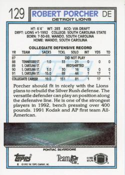 1992 Topps #129 Robert Porcher Back