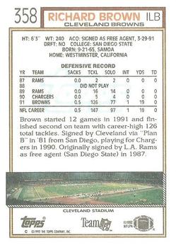 1992 Topps #358 Richard Brown Back