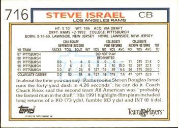 1992 Topps #716 Steve Israel Back