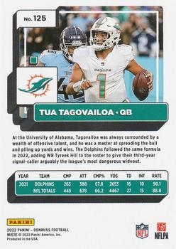 2022 Donruss #125 Tua Tagovailoa Back