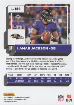 2022 Donruss #189b Lamar Jackson Back
