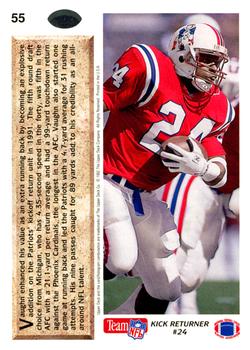 1992 Upper Deck #55 Jon Vaughn Back