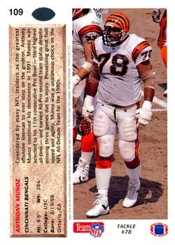 1992 Upper Deck #109 Anthony Munoz Back