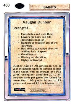 1992 Upper Deck #408 Vaughn Dunbar Back