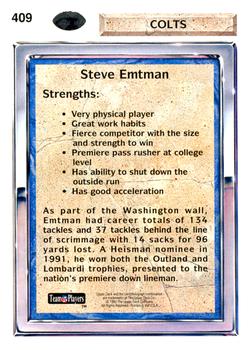 1992 Upper Deck #409 Steve Emtman Back