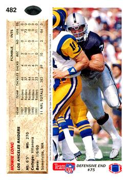 1992 Upper Deck #482 Howie Long Back