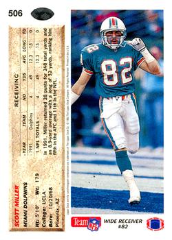 1992 Upper Deck #506 Scott Miller Back