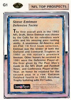 1992 Upper Deck - Gold #G1 Steve Emtman Back