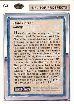 1992 Upper Deck - Gold #G3 Dale Carter Back