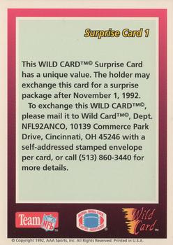1992 Wild Card #NNO Surprise Card 1 Back