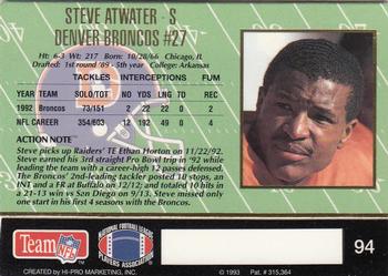 1993 Action Packed #94 Steve Atwater Back