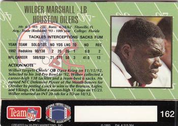 1993 Action Packed #162 Wilber Marshall Back