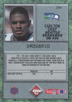 1993 Collector's Edge #294 Carlton Gray Back