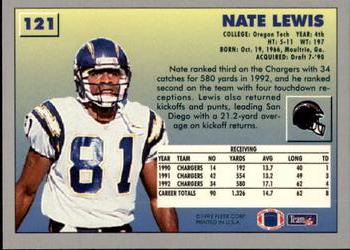 1993 Fleer #121 Nate Lewis Back