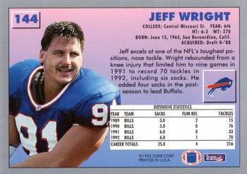 1993 Fleer #144 Jeff Wright Back