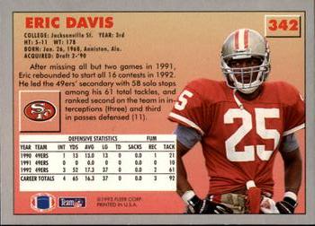 1993 Fleer #342 Eric Davis Back