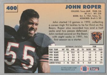 1993 Fleer #400 John Roper Back