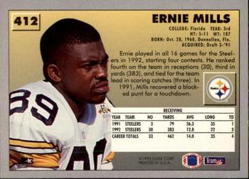 1993 Fleer #412 Ernie Mills Back