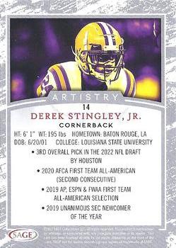 2022 SAGE Artistry - Silver #14 Derek Stingley Jr. Back