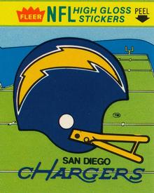 1981 Fleer Team Action - High-Gloss Stickers #NNO San Diego Chargers Helmet Front