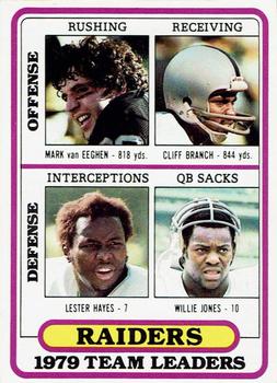 1980 Topps - Team Checklists #468 Mark Van Eeghen / Cliff Branch / Lester Hayes / Willie Jones Front