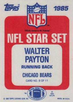 1985 Topps - Glossy NFL Stars #8 Walter Payton Back