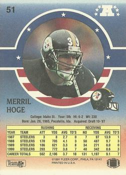 1991 Fleer Stars 'n Stripes #51 Merril Hoge Back