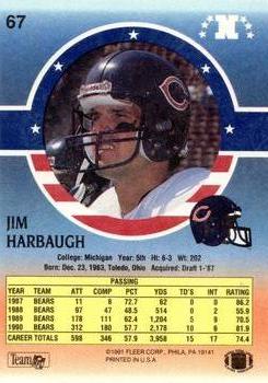 1991 Fleer Stars 'n Stripes #67 Jim Harbaugh Back