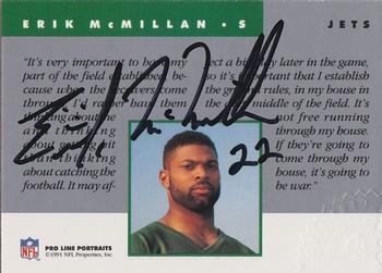 1991 Pro Line Portraits - Autographs #NNO Erik McMillan Back