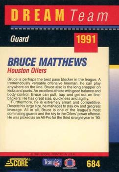 1991 Score - Dream Team Autographs #684 Bruce Matthews Back