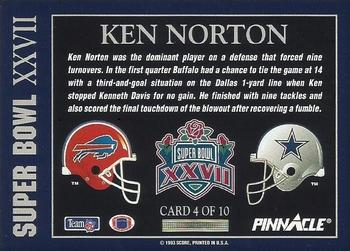 1993 Pinnacle - Super Bowl XXVII #4 Ken Norton Jr. Back