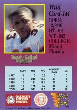 1991 Wild Card Draft - 20 Stripe #144 Randy Bethel Back