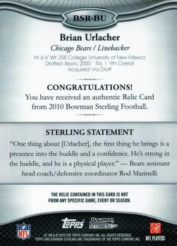 2010 Bowman Sterling #BSR-BU Brian Urlacher  Back