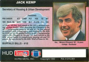 1992 Action Packed NFLPA Mackey Awards Banquet #HUD Jack Kemp Back