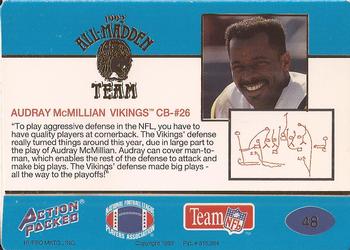 1992 Action Packed All-Madden #48 Audray McMillian Back