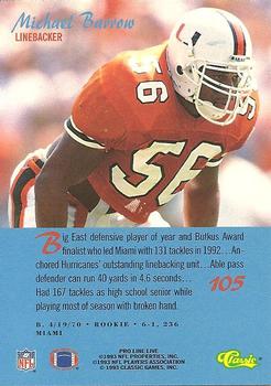 1993 Pro Line Live #105 Micheal Barrow Back