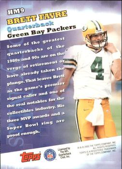 2000 Topps - Hobby Masters #HM9 Brett Favre Back