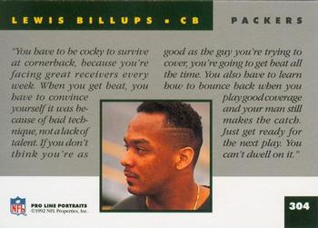 1992 Pro Line Portraits #304 Lewis Billups Back