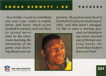 1992 Pro Line Portraits #331 Edgar Bennett  Back