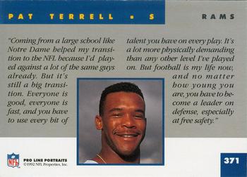 1992 Pro Line Portraits #371 Pat Terrell Back