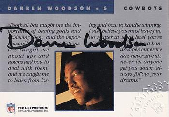 1992 Pro Line Portraits - Autographs #NNO Darren Woodson Back