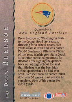 1993 Pro Set - Rookie Quarterbacks #RQ1 Drew Bledsoe Back