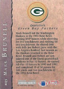 1993 Pro Set - Rookie Quarterbacks #RQ3 Mark Brunell Back