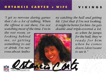 1992 Pro Line Portraits - Wives Autographs #NNO Ortancis Carter Back