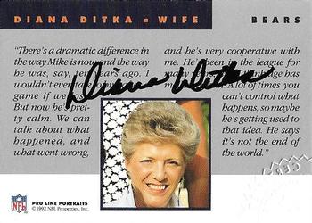 1992 Pro Line Portraits - Wives Autographs #NNO Diana Ditka Back