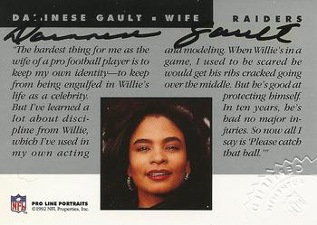 1992 Pro Line Portraits - Wives Autographs #NNO Dainnese Gault Back