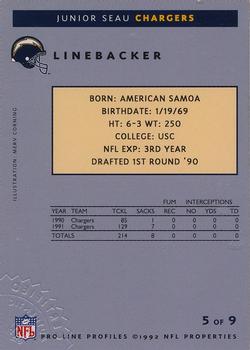 1992 Pro Line Profiles - Autographs #NNO Junior Seau Back