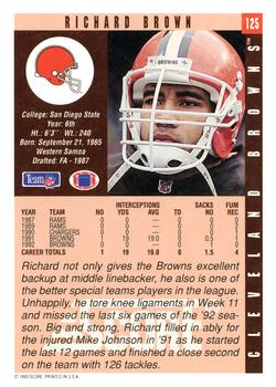 1993 Score #125 Richard Brown Back