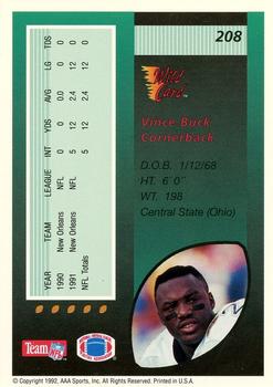 1992 Wild Card - 10 Stripe #208 Vince Buck Back