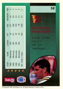 1992 Wild Card - 1000 Stripe #58 Rick Fenney Back